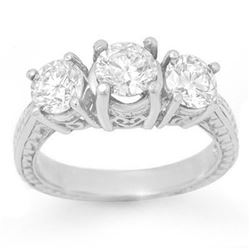 2.0 CTW Certified VS/SI Diamond 3 Stone Ring 18K White Gold - REF-333H3W - 13396