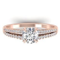 1.11 CTW Certified VS/SI Diamond Solitaire Art Deco Ring 14K Rose Gold - REF-182M9F - 30304