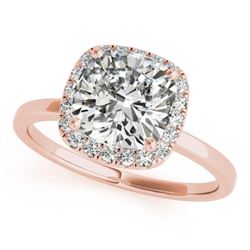 0.92 CTW Certified VS/SI Cushion Diamond Solitaire Halo Ring 18K Rose Gold - REF-226W5H - 27217