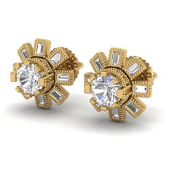 1.77 CTW VS/SI Diamond Solitaire Art Deco Stud Earrings 18K Yellow Gold - REF-263W6H - 37066