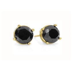 1.0 CTW Vs Certified Black Diamond Solitaire Stud Earrings 14K Yellow Gold - REF-31M3F - 14190