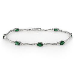 3.52 CTW Emerald & Diamond Bracelet 10K White Gold - REF-38R2K - 10920