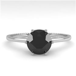 1.0 CTW Black Diamond Solitaire Engagement Ring 18K White Gold - REF-53K6R - 35901
