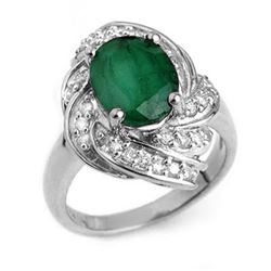 3.29 CTW Emerald & Diamond Ring 18K White Gold - REF-102F2M - 13117