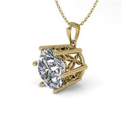 1 CTW VS/SI Diamond Solitaire Necklace 18K Yellow Gold - REF-274M6F - 35863