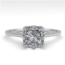 1.0 CTW VS/SI Princess Diamond Solitaire Engagement Ring 18K White Gold - REF-283K5R - 35751