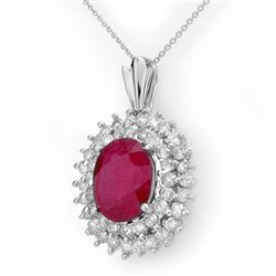10.81 CTW Ruby & Diamond Pendant 18K White Gold - REF-263H6W - 12987