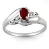 Image 1 : 0.49 CTW Ruby & Diamond Ring Solid 18K White Gold - REF-30X4T - 10318
