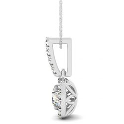 1.5 CTW Certified VS/SI Diamond Solitaire Halo Necklace 14K White Gold - REF-300M2F - 30070