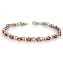 6.02 CTW Orange Sapphire & Diamond Bracelet 14K White Gold - REF-49N6Y - 11305