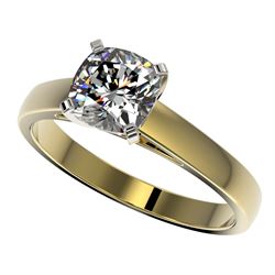 1.25 CTW Certified VS/SI Quality Cushion Cut Diamond Solitaire Ring 10K Yellow Gold - REF-372F3M - 3