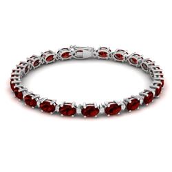 25.8 CTW Garnet & VS/SI Certified Diamond Eternity Bracelet 10K White Gold - REF-119W3H - 29452