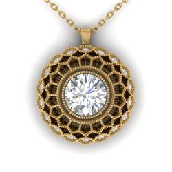 1.25 CTW Certified VS/SI Diamond Art Deco Necklace 14K Yellow Gold - REF-360Y4N - 30560