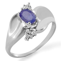 0.54 CTW Tanzanite & Diamond Ring 18K White Gold - REF-42W4H - 11481