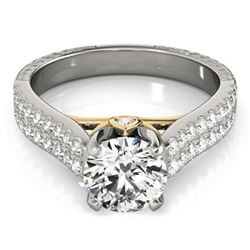 1.61 CTW Certified VS/SI Diamond Pave Ring 18K White & Yellow Gold - REF-402T2X - 28101