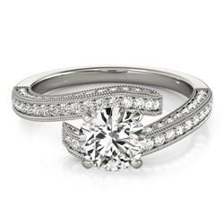 1.5 CTW Certified VS/SI Diamond Bypass Solitaire Ring 18K White Gold - REF-228W4H - 27771