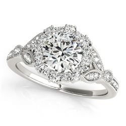 1.5 CTW Certified VS/SI Diamond Solitaire Halo Ring 18K White Gold - REF-387R3K - 26536