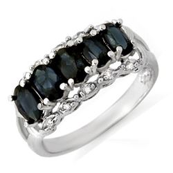 2.0 CTW Blue Sapphire & Diamond Ring 10K White Gold - REF-29R3K - 12421