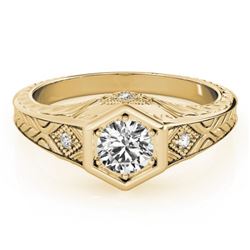 0.40 CTW Certified VS/SI Diamond Solitaire Antique Ring 18K Yellow Gold - REF-70R9K - 27224