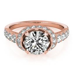 1.75 CTW Certified VS/SI Diamond Solitaire Halo Ring 18K Rose Gold - REF-420F2M - 27025