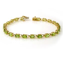 6.0 CTW Peridot Bracelet 10K Yellow Gold - REF-40Y8N - 13457