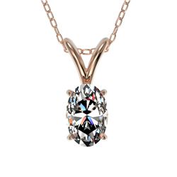 0.50 CTW Certified VS/SI Quality Oval Diamond Solitaire Necklace 10K Rose Gold - REF-74Y5N - 33164