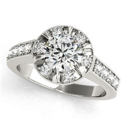 2 2 CTW Certified VS/SI Diamond Solitaire Halo Ring 18K White Gold - REF-471K5R - 27039