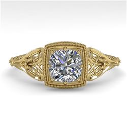 0.50 CTW Certified VS/SI Cushion Diamond Engagement Ring Deco 18K Yellow Gold - REF-113R8K - 36028