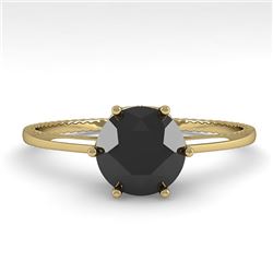 1.0 CTW Black Diamond Solitaire Engagement Ring 18K Yellow Gold - REF-53X6T - 35902