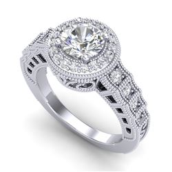 1.53 CTW VS/SI Diamond Art Deco Ring 18K White Gold - REF-454F5M - 36959