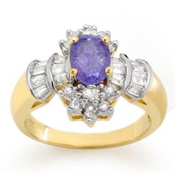 1.76 CTW Tanzanite & Diamond Ring 14K Yellow Gold - REF-74X8T - 10566