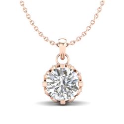 0.85 CTW VS/SI Diamond Solitaire Art Deco Stud Necklace 18K Rose Gold - REF-138F4M - 36840