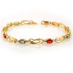 2.62 CTW Multi-Sapphire & Diamond Bracelet 10K Yellow Gold - REF-27T6X - 10605
