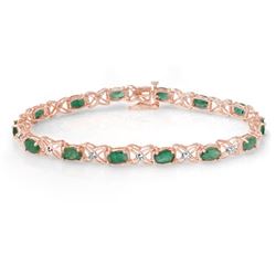 6.85 CTW Emerald & Diamond Bracelet 18K Rose Gold - REF-109T3X - 13894