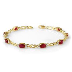 5.48 CTW Ruby & Diamond Bracelet 10K Yellow Gold - REF-34F5M - 14077