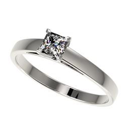 0.50 CTW Certified VS/SI Quality Princess Diamond Solitaire Ring 10K White Gold - REF-77H6W - 32965