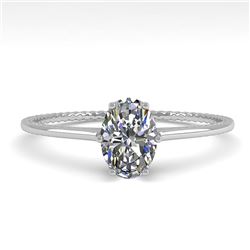 1.0 CTW VS/SI Oval Cut Diamond Solitaire Engagement Ring 18K White Gold - REF-287K4R - 35892