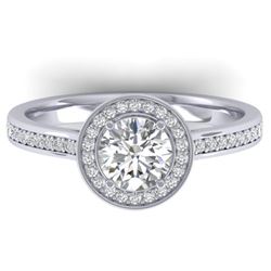 1.1 CTW Certified VS/SI Diamond Solitaire Micro Halo Ring 14K White Gold - REF-188H5W - 30351
