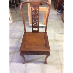 VINTAGE TEAK WOOD HAND CARVED CHAIR