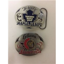 NHL TEAM BELT BUCKLE LOT (LEAFS, SENS)