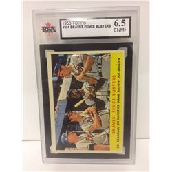 1958 TOPPS #351 BRAVES FENCE BUSTERS (6.5 ENM+)
