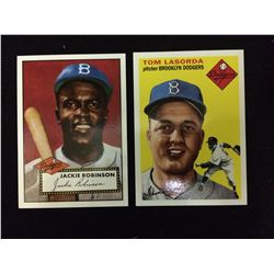 JACKIE ROBINSON & TOMMY LASORDA BASEBALL TRADING CARDS (REPRINTS)