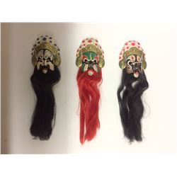 3 WALL HANDING CHINESE OPERAN MASKS