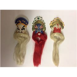 3 WALL HANGING CHINESE OPERA MASKS