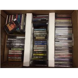 CASSETTES & CD MUSIC LOT (ELVIS, JOHNNY CASH, HANK WILLIAMS & MORE...)