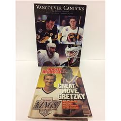 HOCKEY MAGAZINE SOUVENIR LOT (CANUCKS, SI WGRETZKY & JOHNSON)