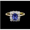 Image 2 : 1.00 ctw Sapphire and Diamond Ring - 14KT White Gold