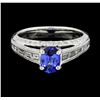 Image 2 : 1.01 ctw Blue Sapphire And Diamond Ring - Platinum