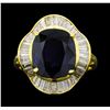 Image 2 : 7.35 ctw Sapphire And Diamond Ring - 18KT Yellow Gold