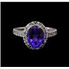 Image 2 : 3.55 ctw Tanzanite and Diamond Ring - 14KT White Gold